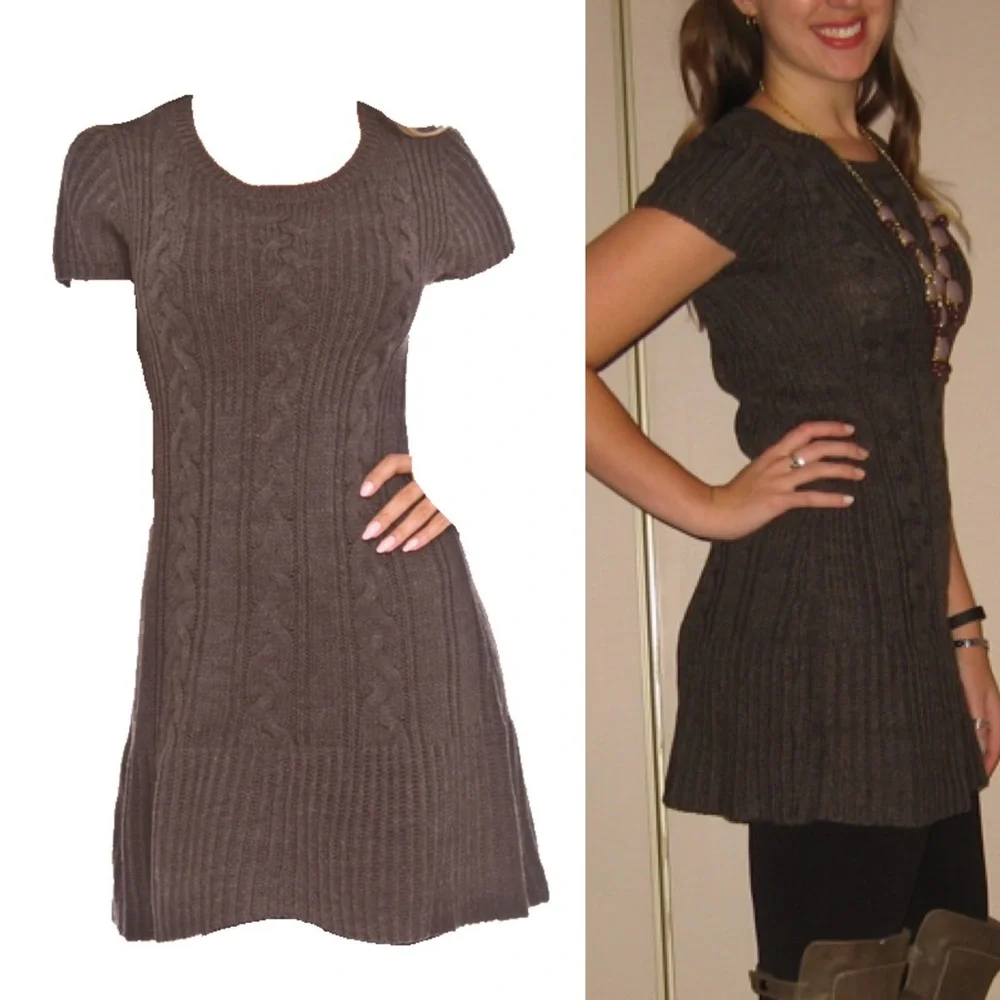 Taupe cable knit tunic - Picture 5 of 5